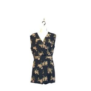 Cabi Black Floral Short Sleeve Romper
